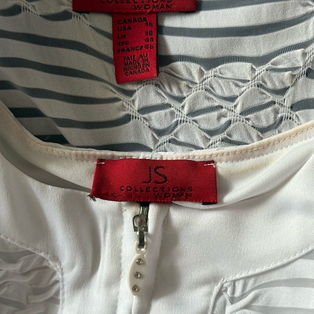White dress-up duo. Tank and see-through over-jacket. Rhinestones on the cuffs. - Picture 8 of 14